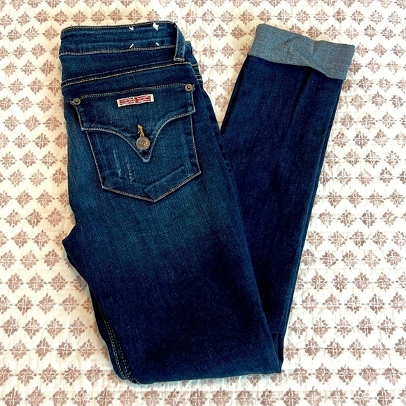 Hudson Bacara Crop Straight Cuffed Jeans Size 25 Extra Dark Whisker Wash - Picture 6 of 17